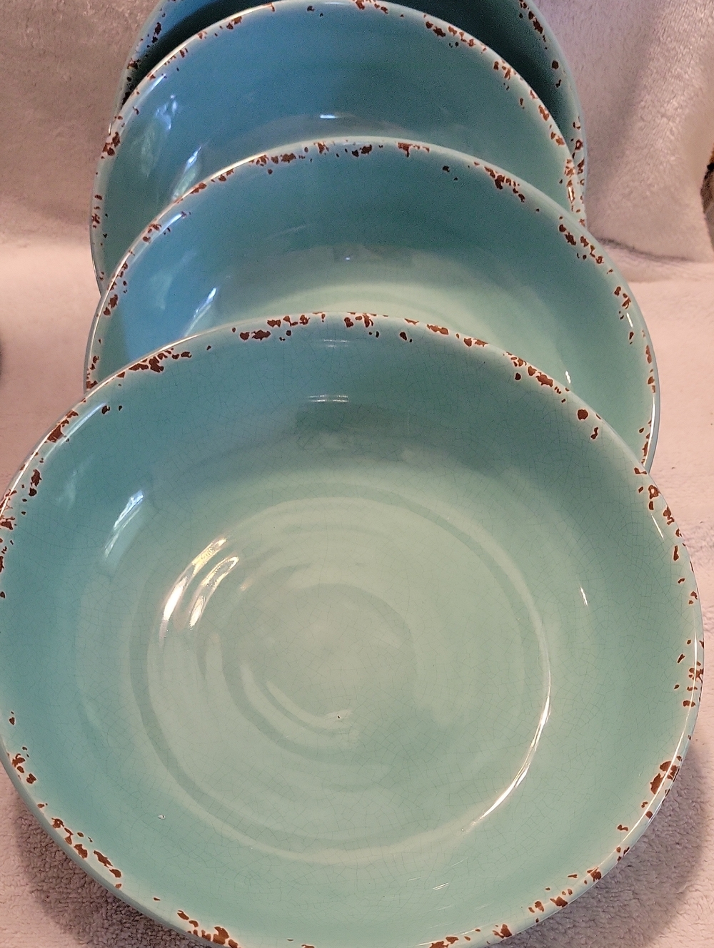 Tommy Bahama Aqua Melamine Crackle Soup Bowls